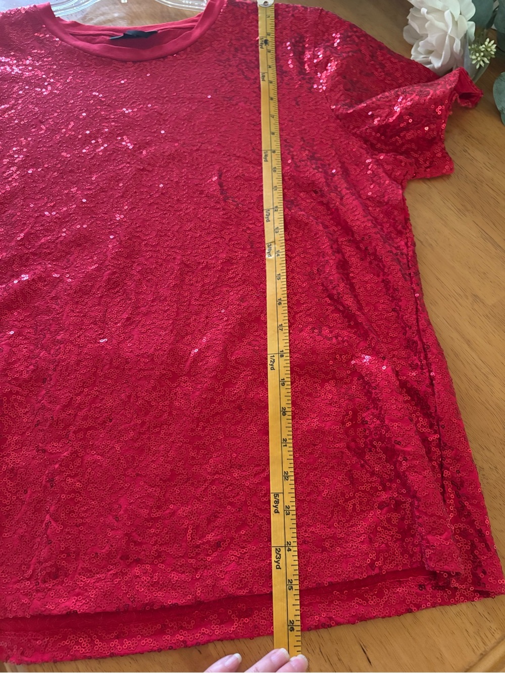 Dkny Red Sequin Short Sleeve Crew Tee - NWOT - Picture 9 of 10